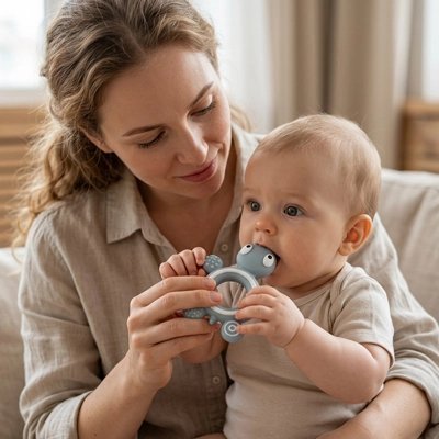 Anneau dentition bébé | Silicone Souple - Bb escargot