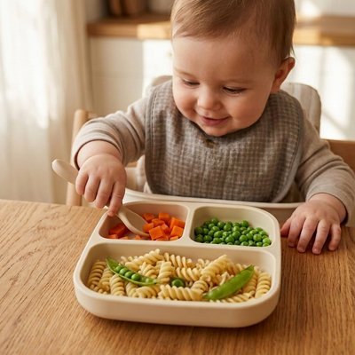 Assiette bébé ventouse | Antidérapante - Bb escargot