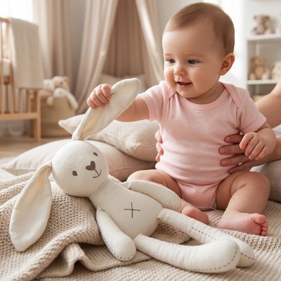 Doudou lapin | Ultra - doux - Bb escargot