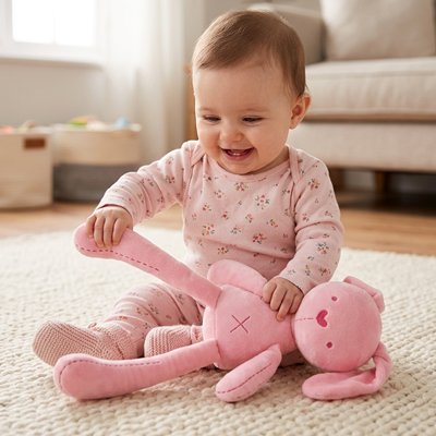 Doudou lapin | Ultra - doux - Bb escargot