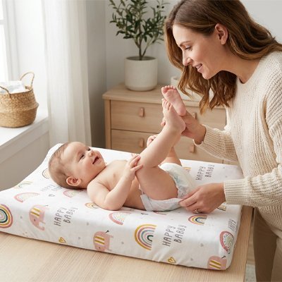 Housse matelas à langer | Douce et Imperméable - Bb escargot