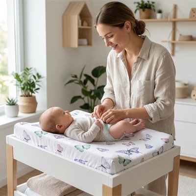 Housse matelas à langer | Douce et Imperméable - Bb escargot