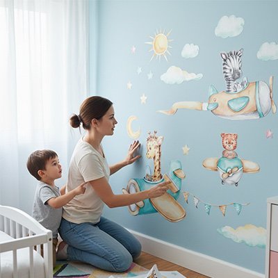 Stickers muraux enfant | Repositionnables - Bb escargot