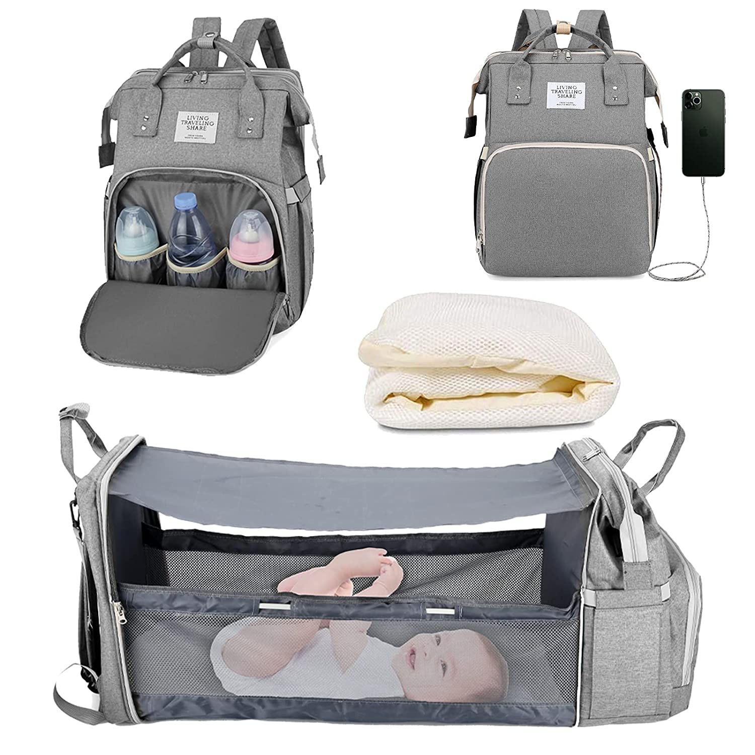 Sac à langer portatif | Berceau de voyage BabyNappy™ - Bb escargot