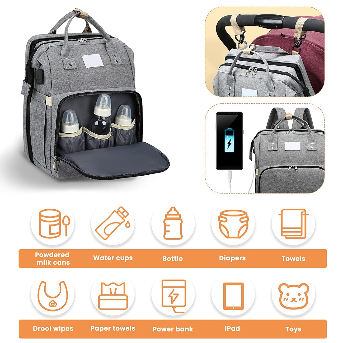 Sac à langer portatif | Berceau de voyage BabyNappy™ - Bb escargot