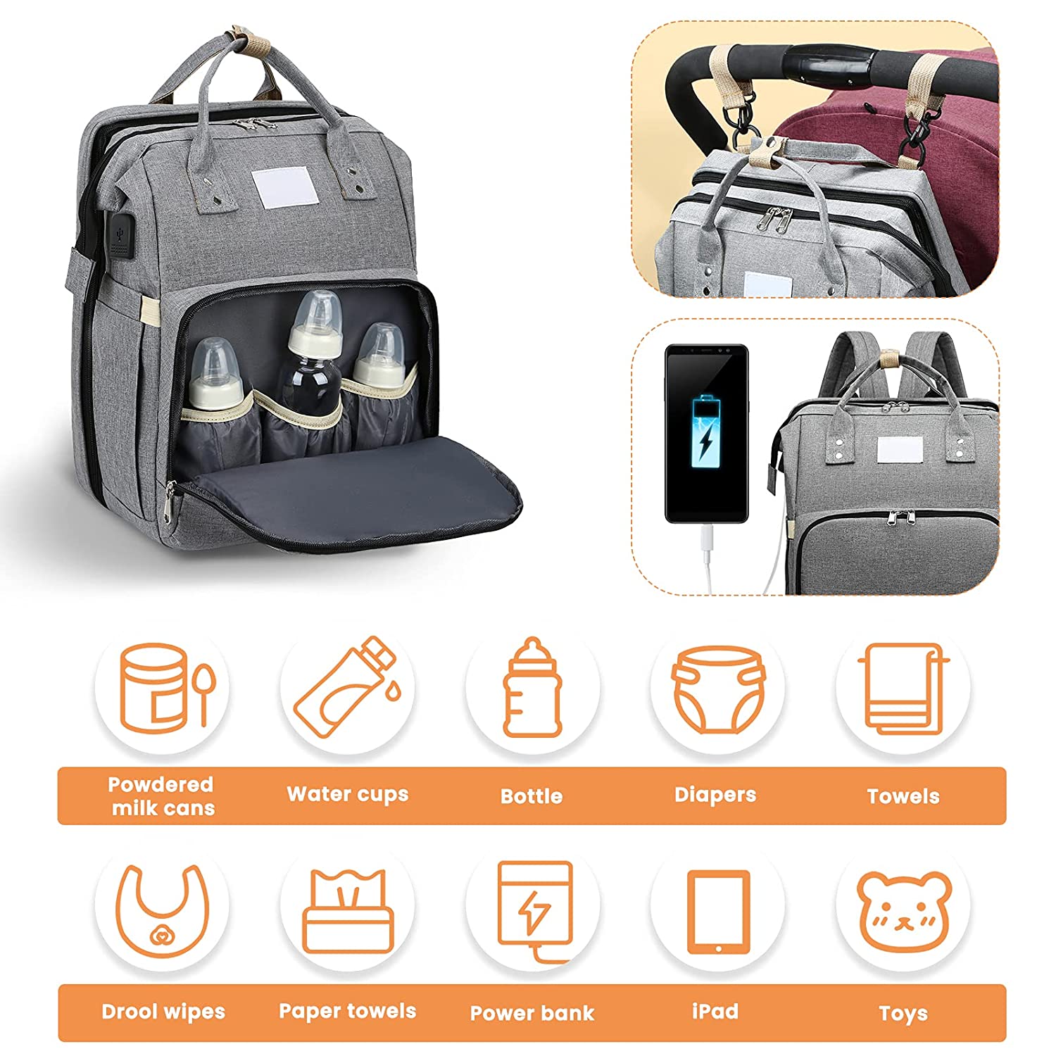 Sac à langer portatif | Berceau de voyage BabyNappy™ - Bb escargot