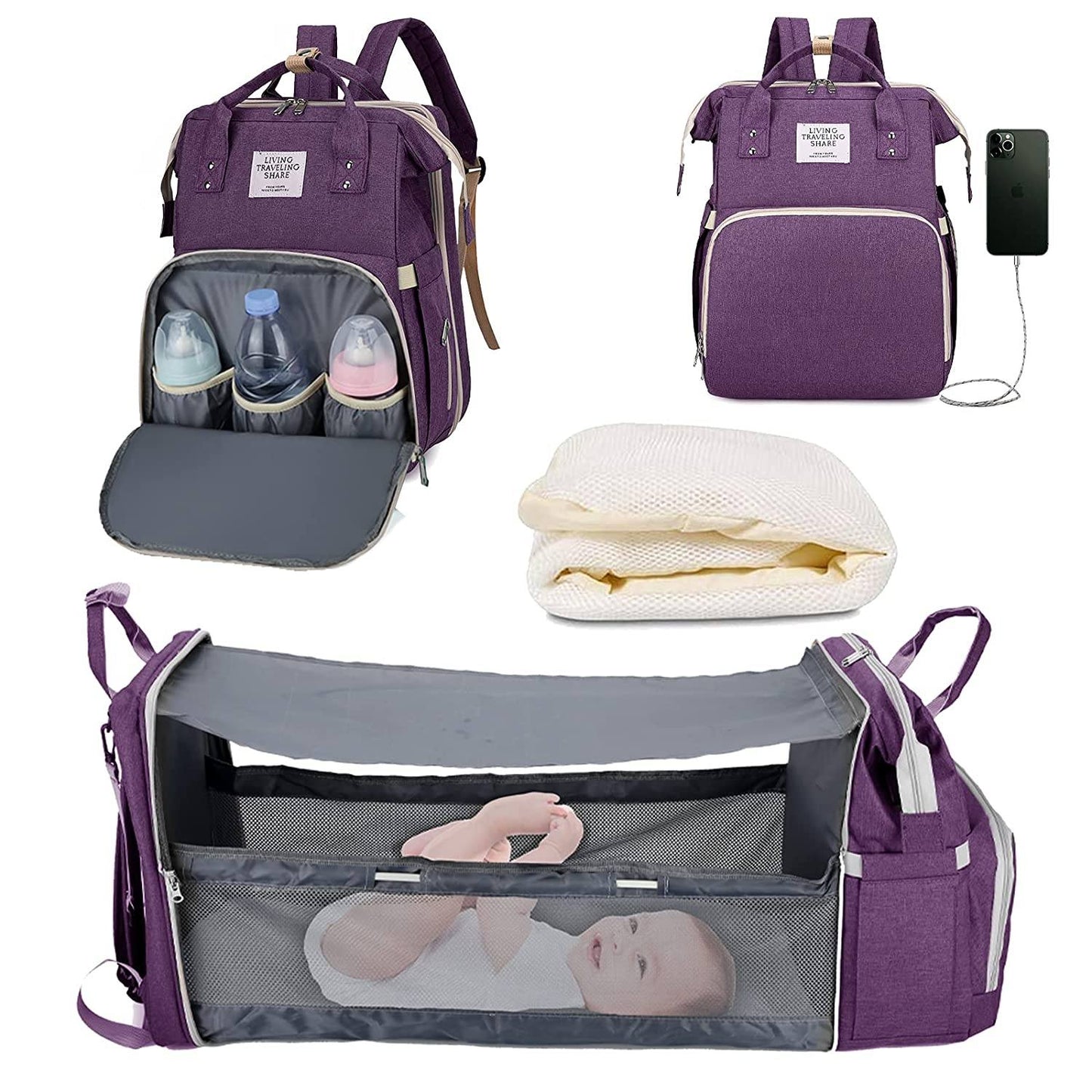 Sac à langer portatif | Berceau de voyage BabyNappy™ - Bb escargot