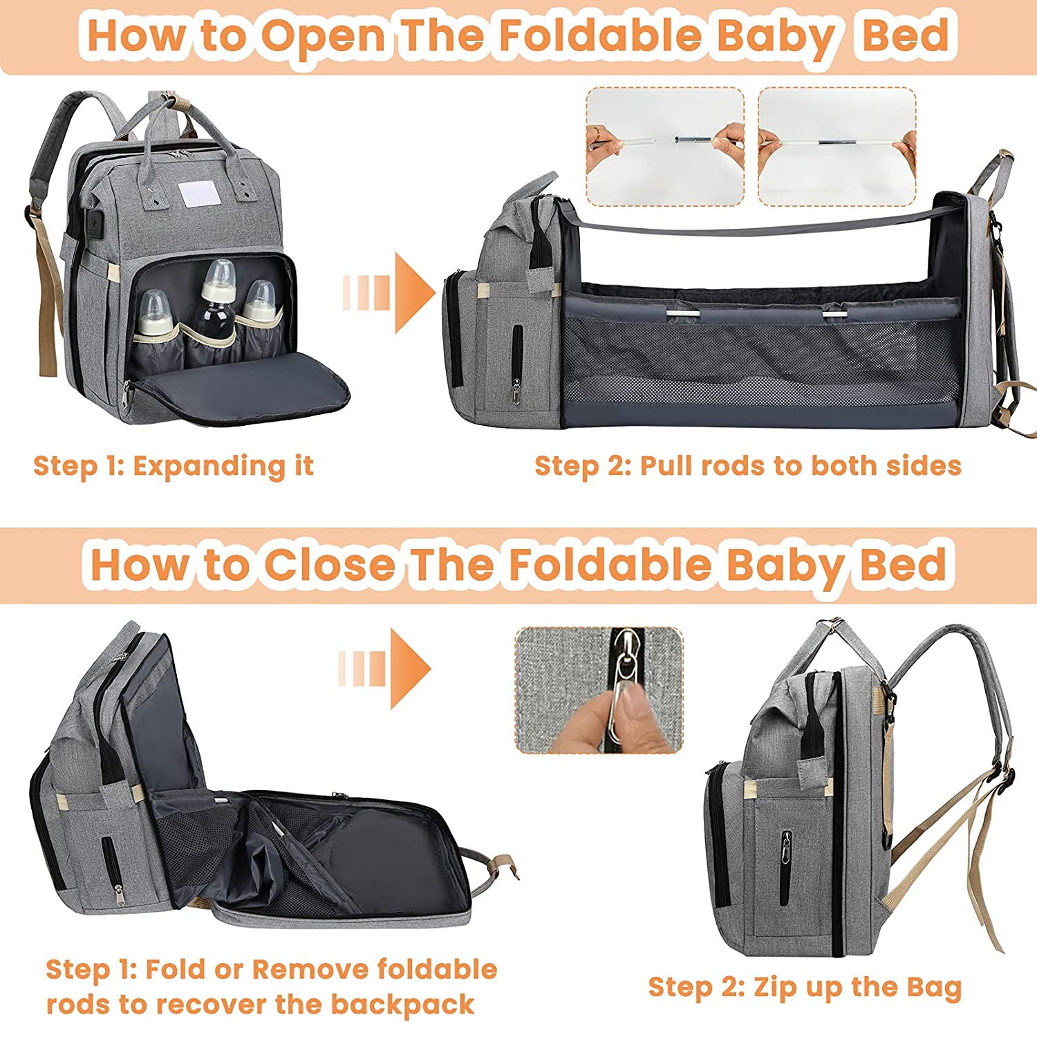 Sac à langer portatif | Berceau de voyage BabyNappy™ - Bb escargot