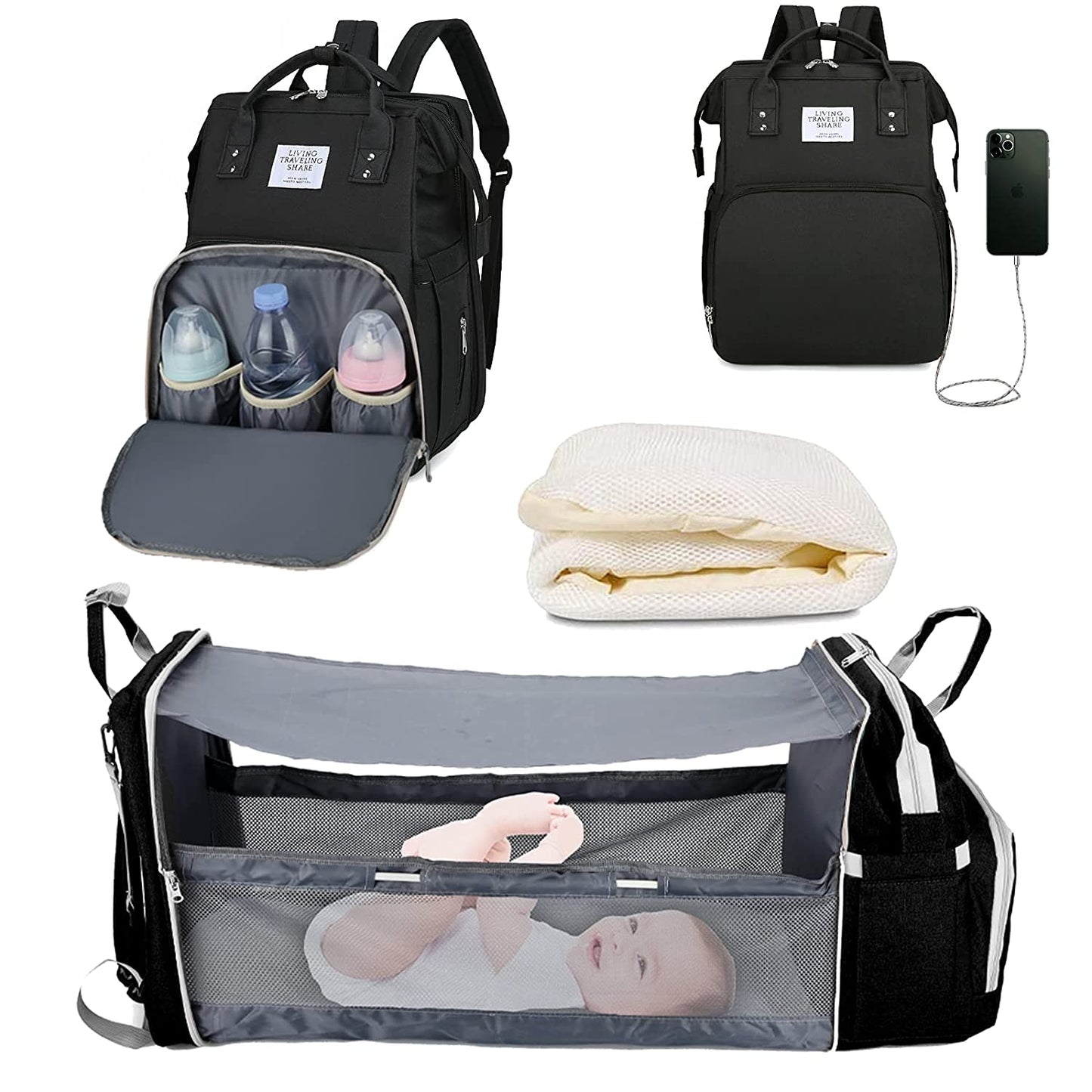 Sac à langer portatif | Berceau de voyage BabyNappy™ - Bb escargot