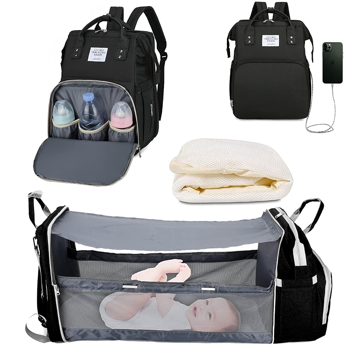 Sac à langer portatif | Berceau de voyage BabyNappy™ - Bb escargot